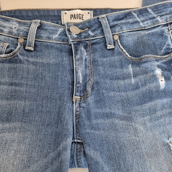 Paige Verdugo Ultra Skinny Low Rise Distressed Jeans - Size 27   ** Light Stains - Picture 4 of 12